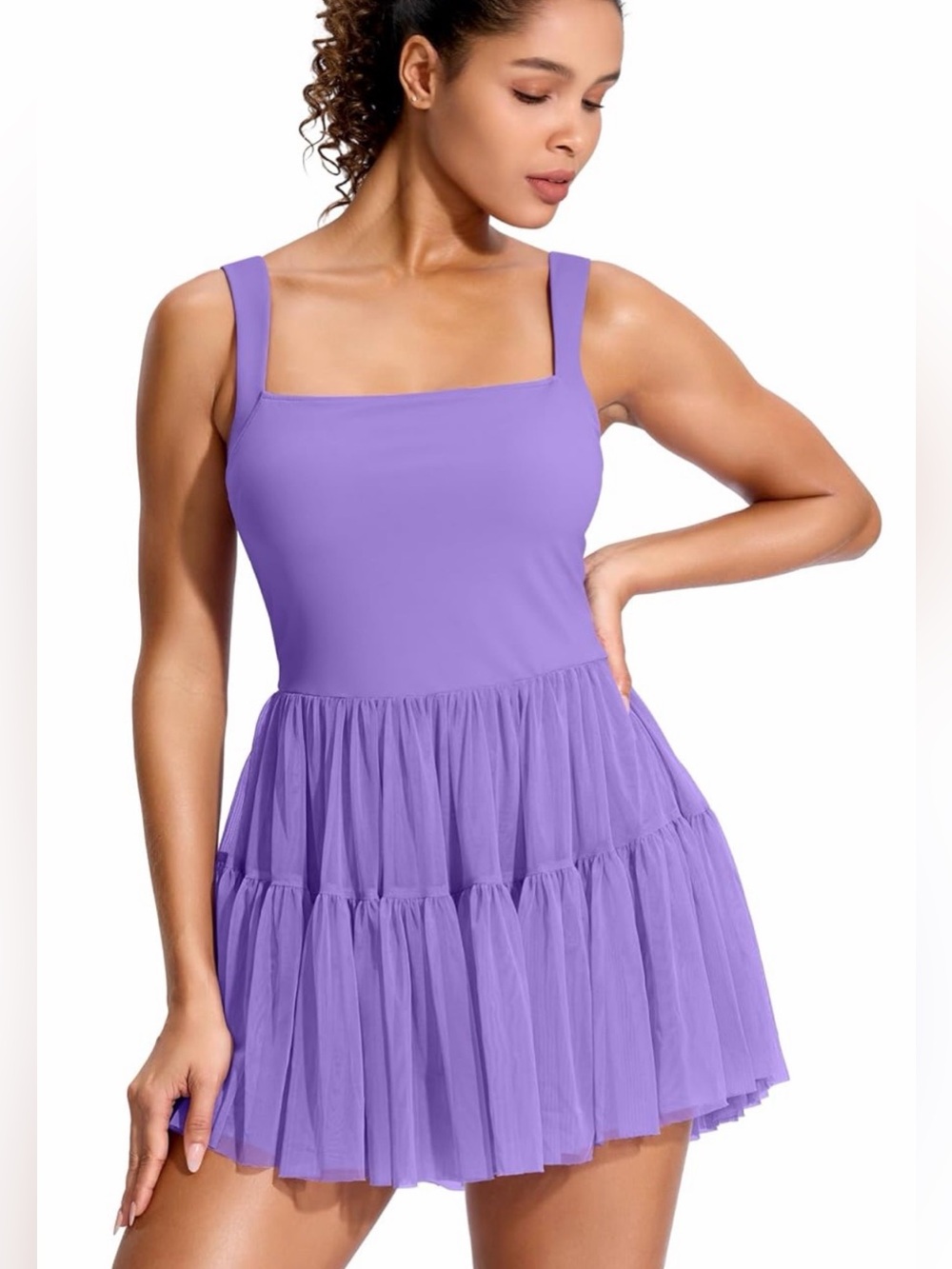 Soothfeel Lilac Tiered Tulle Athletic Dress